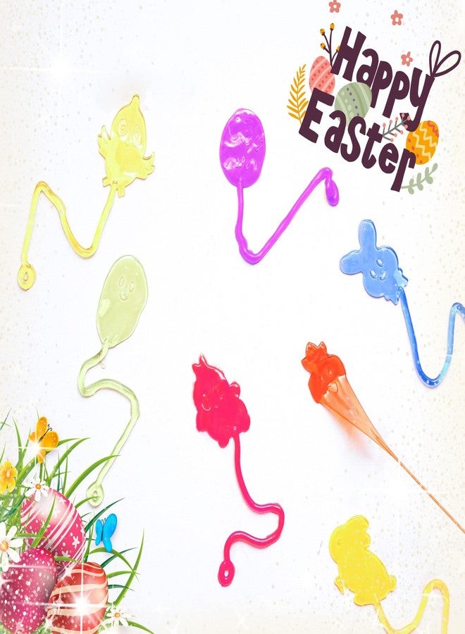 CHHOEAV 36 Pack Easter Sticky Hands Toys, Bunny Chick Egg Carrot Styles Stretchy Toys Easter Basket Stuffers, Easter Egg Fillers, Party Favors Gifts for Kids Boys Girls - Image 5